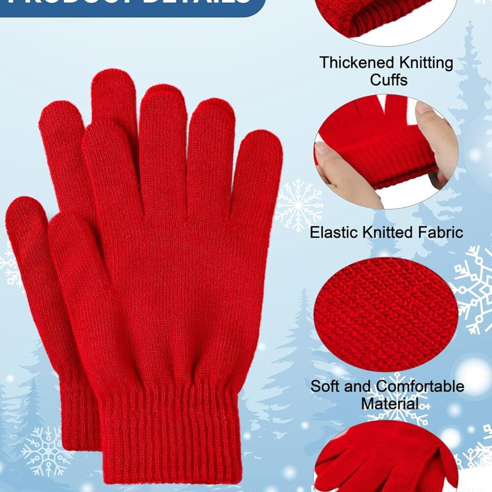 12 Pairs Winter Gloves Knit Warm Gloves Bulk Adult Stretchy Magic Gloves For Men View 3